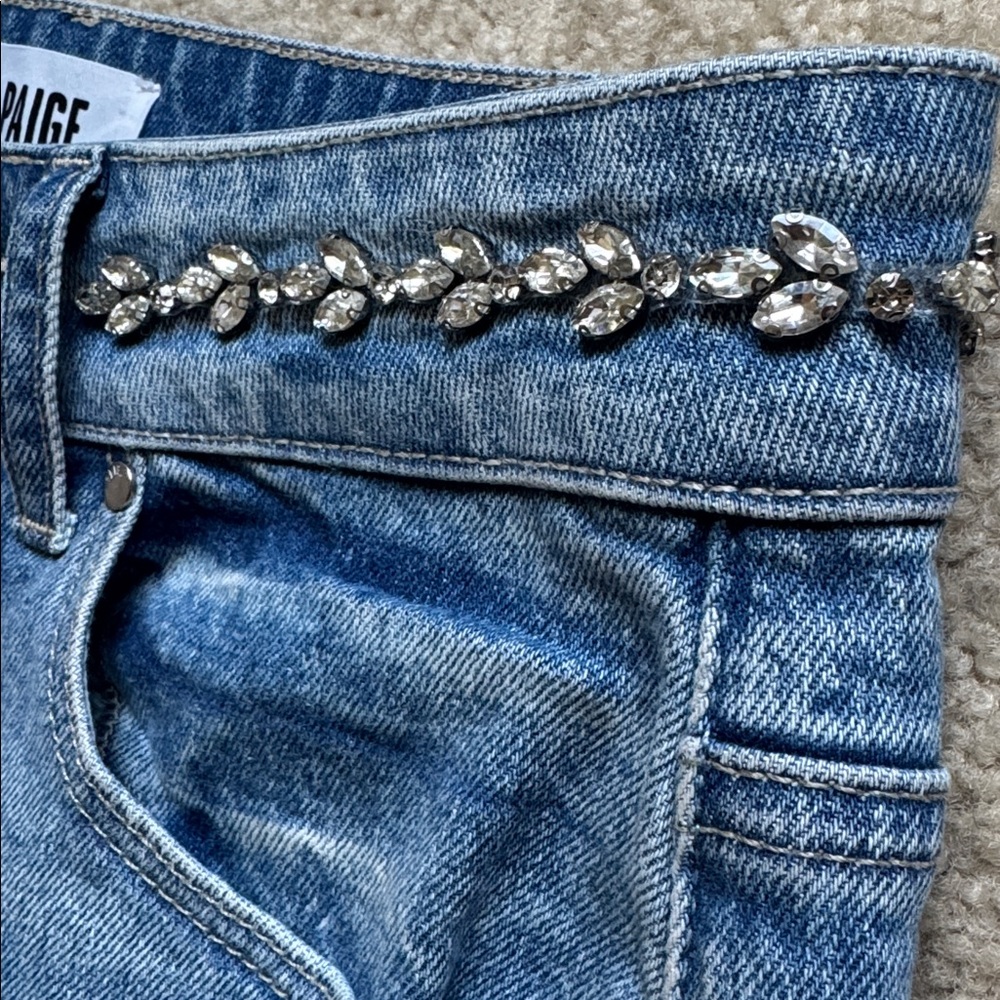 Anthropology | PAIGE Sasha Embellished High-Rise Wide-Leg Jeans | 27 - Picture 5 of 17